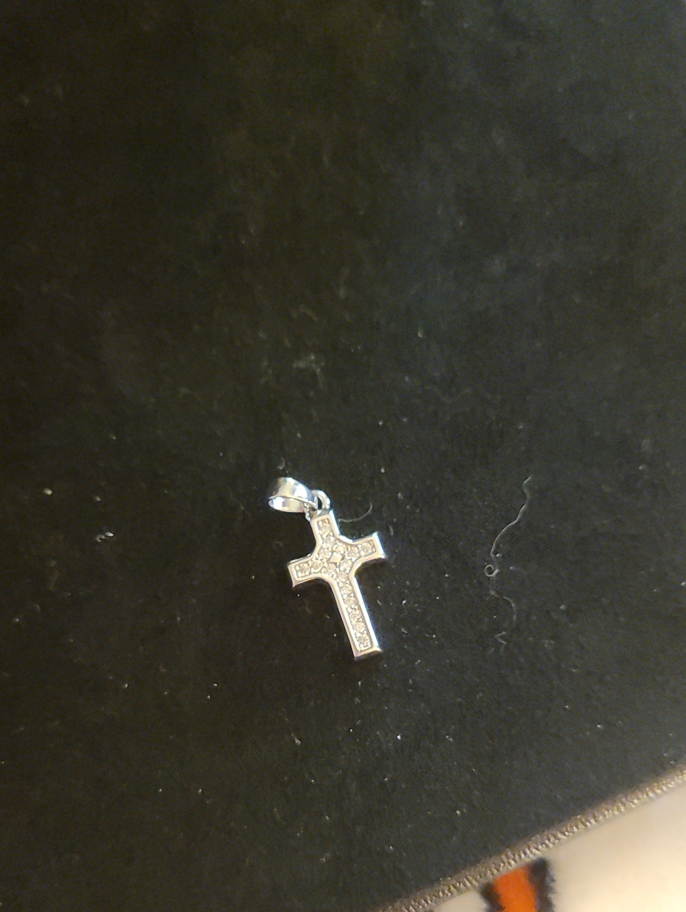 Crystal Pave Cross Pendant - Silver